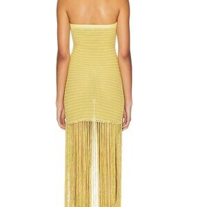 Bec & Bridge Strapless Yellow Fringe Dress